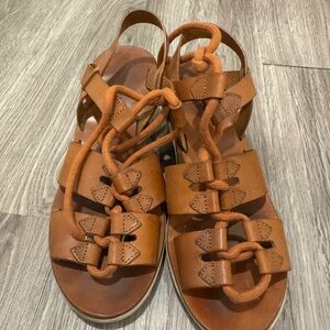 APC Tan Brown Leather Lace-Up Gladiator Sandals women’s 7.5